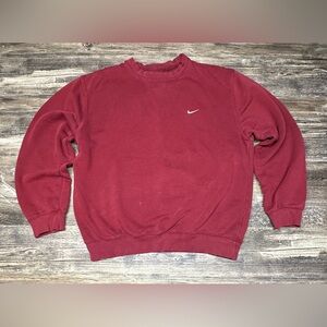 Nike Mini Swoosh Crewneck Sweatshirt Red Y2K Vintage Mens Large